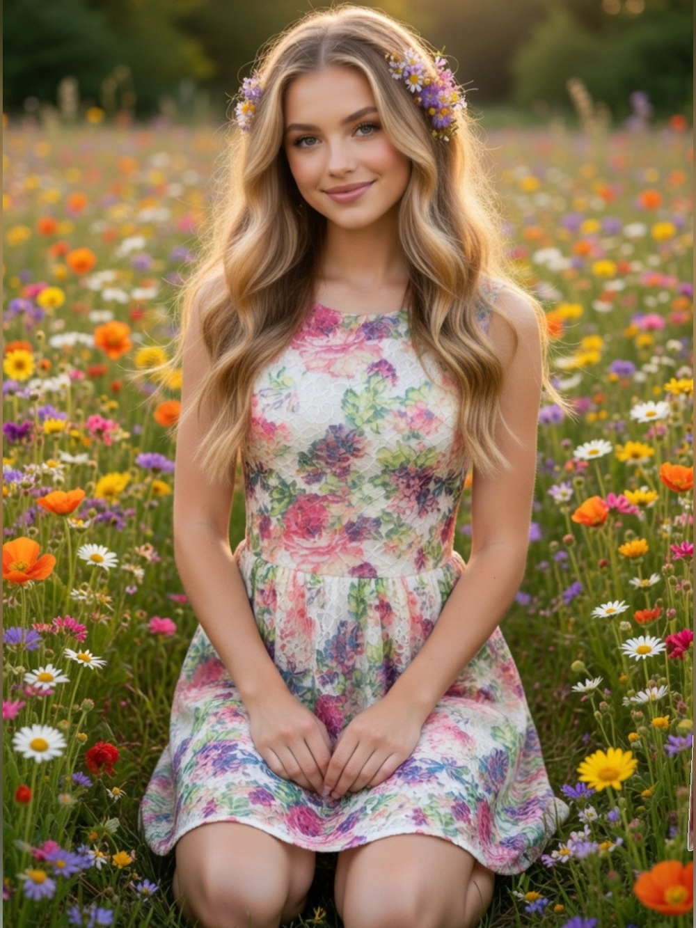 SPEECHLESS FLORAL Multi Color Lace Dress Medium